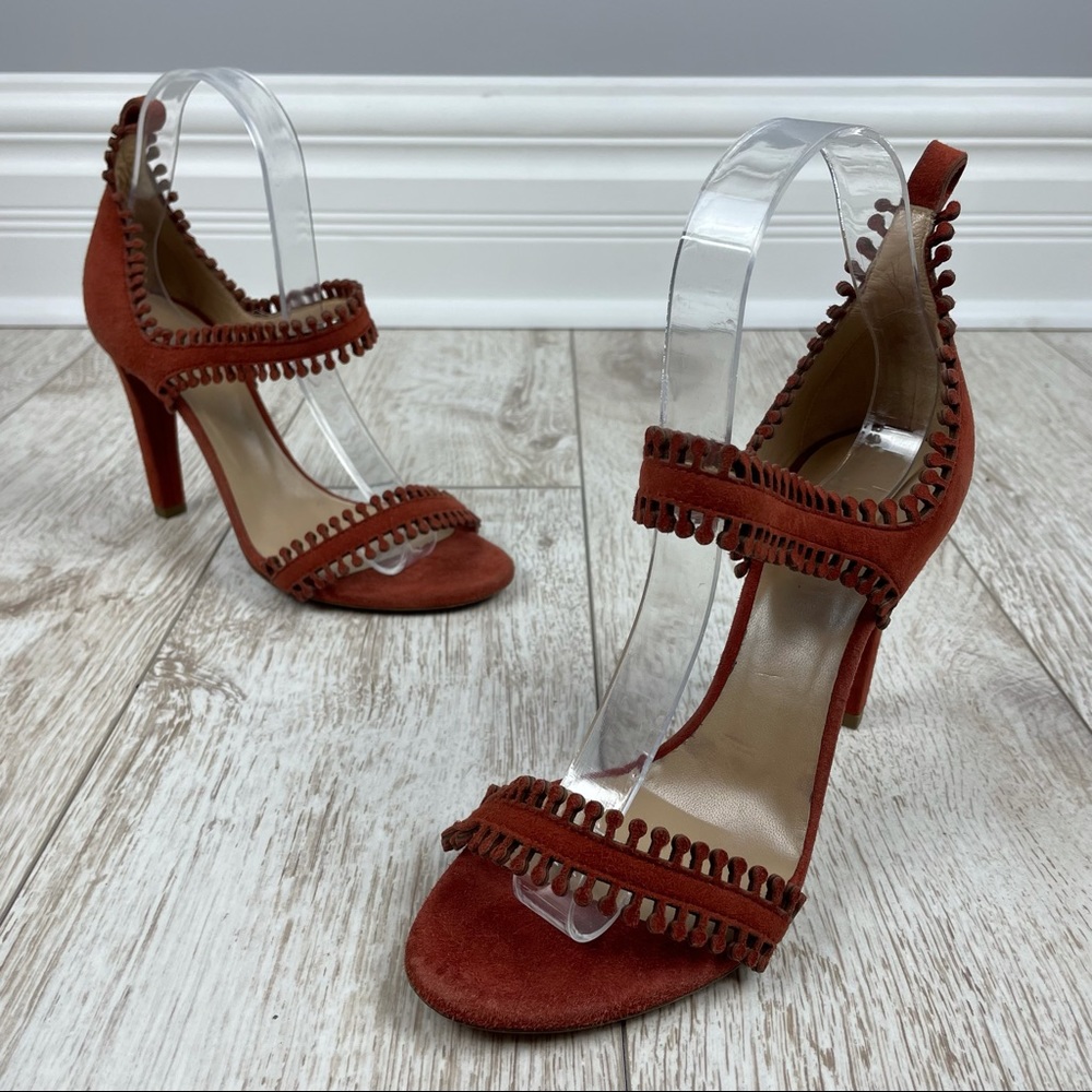 Chloe 36 suede brown orange unworn sandals heels